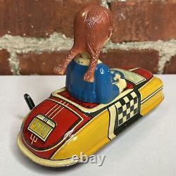 Vintage Marx Dipsy Doodle Bobble Head Dora Driving Bumper Car Wind-up WORKS