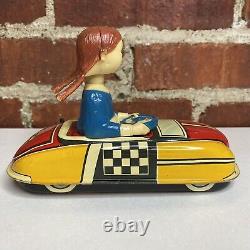 Vintage Marx Dipsy Doodle Bobble Head Dora Driving Bumper Car Wind-up WORKS