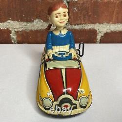Vintage Marx Dipsy Doodle Bobble Head Dora Driving Bumper Car Wind-up WORKS