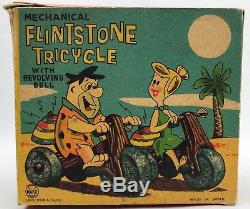 Vintage Marx Fred Flintstone Tricycle Tin and Celluloid Wind Up Toy Original Box