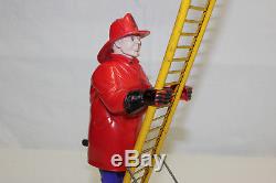 Vintage Marx Japan Tin Litho & Plastic Wind Up Climbing Fireman VG Must L@@K