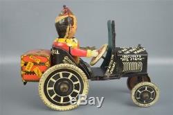 Vintage Marx Joy Rider Tin College Boy Wind Up Toy Crazy Car 8 Working