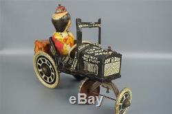 Vintage Marx Joy Rider Tin College Boy Wind Up Toy Crazy Car 8 Working