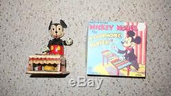 Vintage Marx Linemar Wind Up Mickey Mouse Xylophone Works With Repro Box