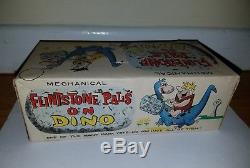Vintage Marx Mechanical Flintstone Pals On Dino Windup Barney tin litho Japan