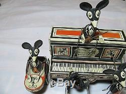 Vintage Marx Merrymakers Mouse Band Tin Wind Up Working
