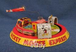 Vintage Marx Mickey Mouse Express Tin Litho Wind Up Toy Exc