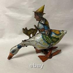 Vintage Marx Mother Goose Wind-up Tin Litho Toy