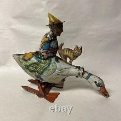 Vintage Marx Mother Goose Wind-up Tin Litho Toy