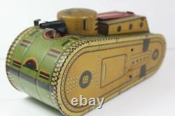 Vintage Marx Pressed Tin Litho Wwi Tank Doughboy Pop-up Wind Toy Works-pats Pend