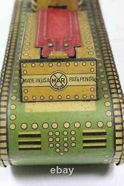 Vintage Marx Pressed Tin Litho Wwi Tank Doughboy Pop-up Wind Toy Works-pats Pend