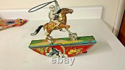 Vintage Marx Range Rider Wind-up Tin Toy With Lasso