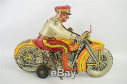 Vintage Marx Rookie Cop with Siren Tin Wind Up Toy Motorcycle Working Keystone PA