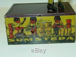 Vintage Marx Somstepa Coon Jigger, Black Americana, Tin Litho Wind Up Toy, Works