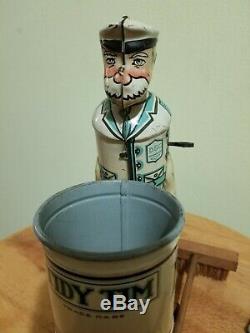 Vintage Marx Tidy Tim Windup Walker Tin Toy With Broom & Shovel Works Perfect