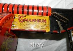 Vintage Marx Tin Liotho Wind-up G-Man Machine Gun- Works Great