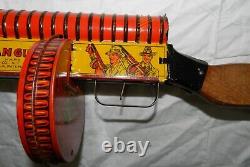 Vintage Marx Tin Liotho Wind-up G-Man Machine Gun- Works Great