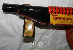 Vintage Marx Tin Liotho Wind-up G-Man Machine Gun- Works Great