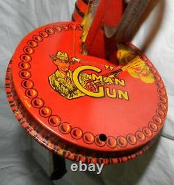 Vintage Marx Tin Liotho Wind-up G-Man Machine Gun- Works Great