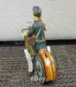 Vintage Marx Tin Litho Policeman On Motorcycle Windup