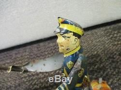 Vintage Marx Tin Litho Policeman On Motorcycle Windup