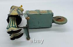 Vintage Marx Tin Litho Popeye Express Wind-up Push Cart & Parrot 1930s. Works