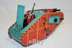 Vintage Marx Tin Litho Wind Up Doughboy Pop Up Soldier Army Tank EX Must L@@K