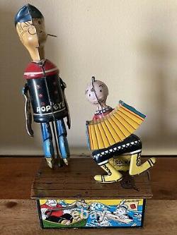 Vintage Marx Tin Litho Wind Up Popeye And Olive Oyl Jiggers Toy