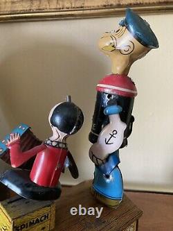 Vintage Marx Tin Litho Wind Up Popeye And Olive Oyl Jiggers Toy