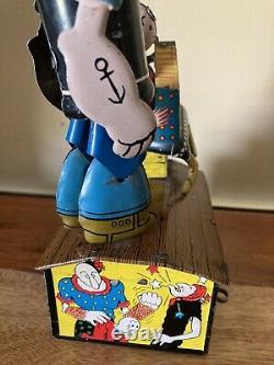 Vintage Marx Tin Litho Wind Up Popeye And Olive Oyl Jiggers Toy