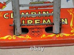 Vintage Marx Toy Climbing Fireman Wind Up Tin Litho W Ladder Windup Firemen Nr