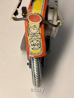Vintage Marx Toy Co Wind Up Police Motorcycle with Working Siren Very Nice Cond