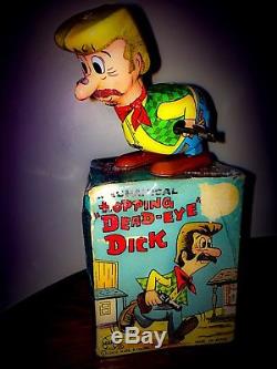 Vintage Marx Toys Hopping Dead-Eye Dick Wind Up Tin Toy With Original Box Mint
