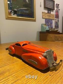 Vintage Marx Toys Red Tin Litho Streamliner Car Coupe OT711