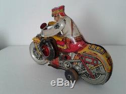 Vintage Marx Toys Tin Wind Up Motorcycle Pursuit Police Racer