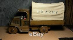 Vintage Marx Toys US Army 13 Truck Wind Up Good condition Motor works