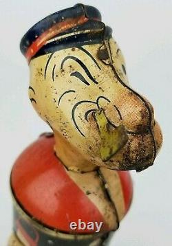 Vintage Marx Walking Popeye Carrying Parrots Tin Litho Wind Up Toy Not Working