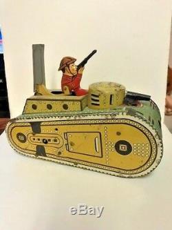Vintage Marx Wind Up Wwi Tin Litho Tanker With Dough Boy