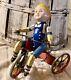 Vintage Marx Wonder Cyclist Tin Wind Up Toy Boy on Tricycle SEE VIDEO