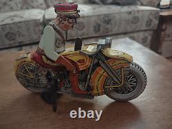 Vintage Marx tin litho metal Wind up Motorcycle 1948