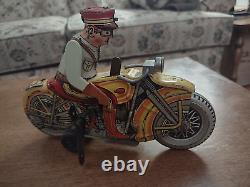 Vintage Marx tin litho metal Wind up Motorcycle 1948