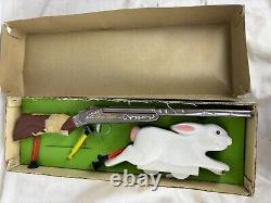 Vintage Mechanical Talking Rabbit Hunt Set Toy Game With Box As-Is Broken Durham