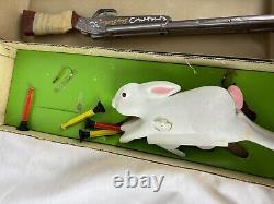 Vintage Mechanical Talking Rabbit Hunt Set Toy Game With Box As-Is Broken Durham