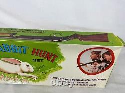 Vintage Mechanical Talking Rabbit Hunt Set Toy Game With Box As-Is Broken Durham