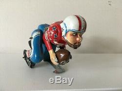 Vintage Mechanical Touchdown PETE Japan Tin Toy with Original Box Linemar works