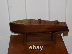 Vintage Mengel Playthings Miss America Wood Boat with Wind Up Propeller