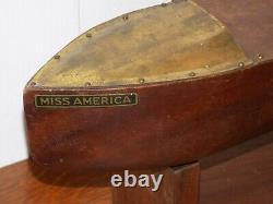 Vintage Mengel Playthings Miss America Wood Boat with Wind Up Propeller