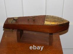 Vintage Mengel Playthings Miss America Wood Boat with Wind Up Propeller