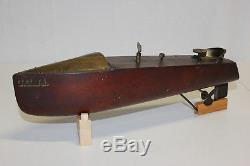Vintage Mengel Playthings Toy Wind Up Miss America Speed Boat Wood Toy VG L@@K