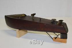 Vintage Mengel Playthings Toy Wind Up Miss America Speed Boat Wood Toy VG L@@K